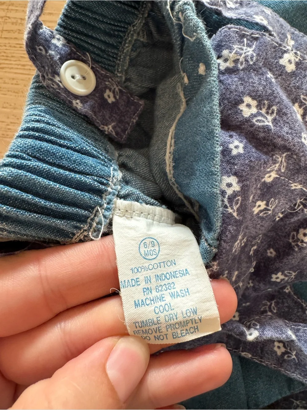 VTG Beluga Blues Denim Floral Bubble Romper Overalls | 6-9M | Excellent